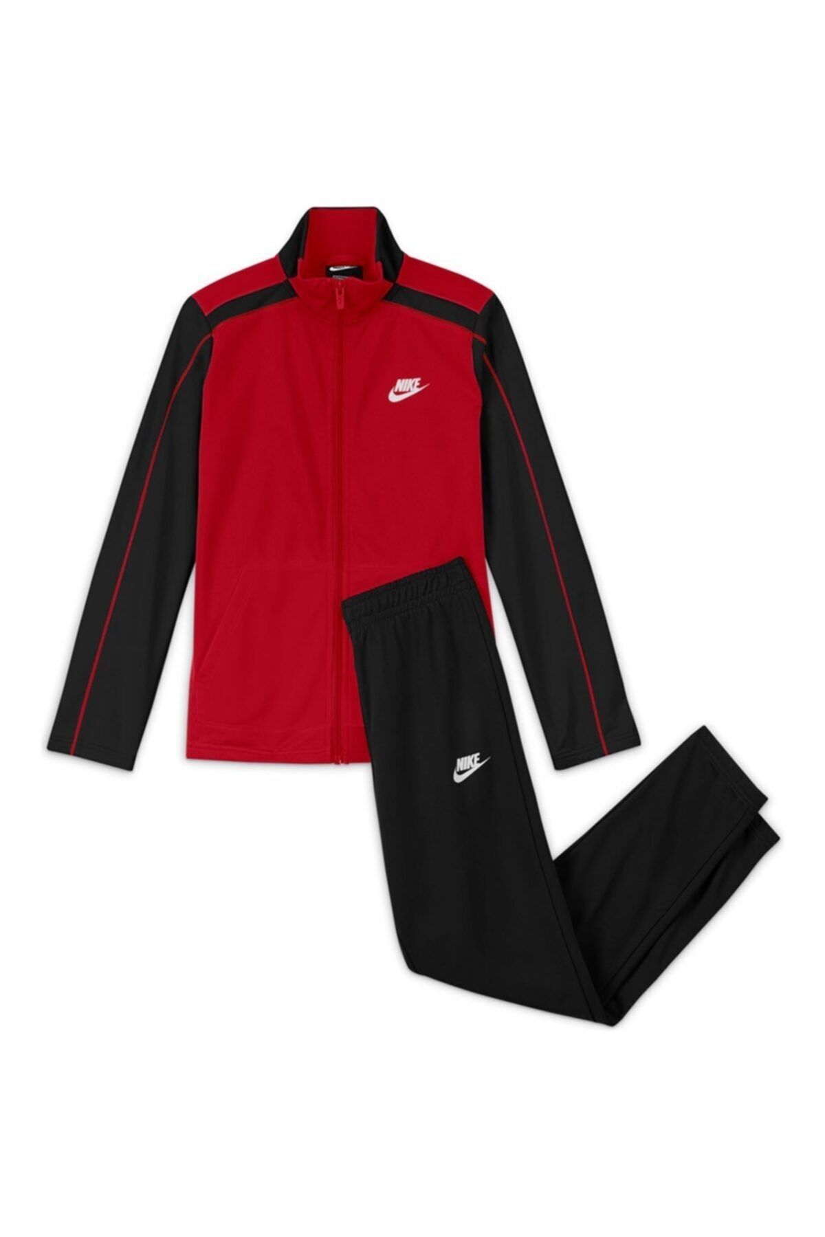 Nike poly tracksuit hotsell red