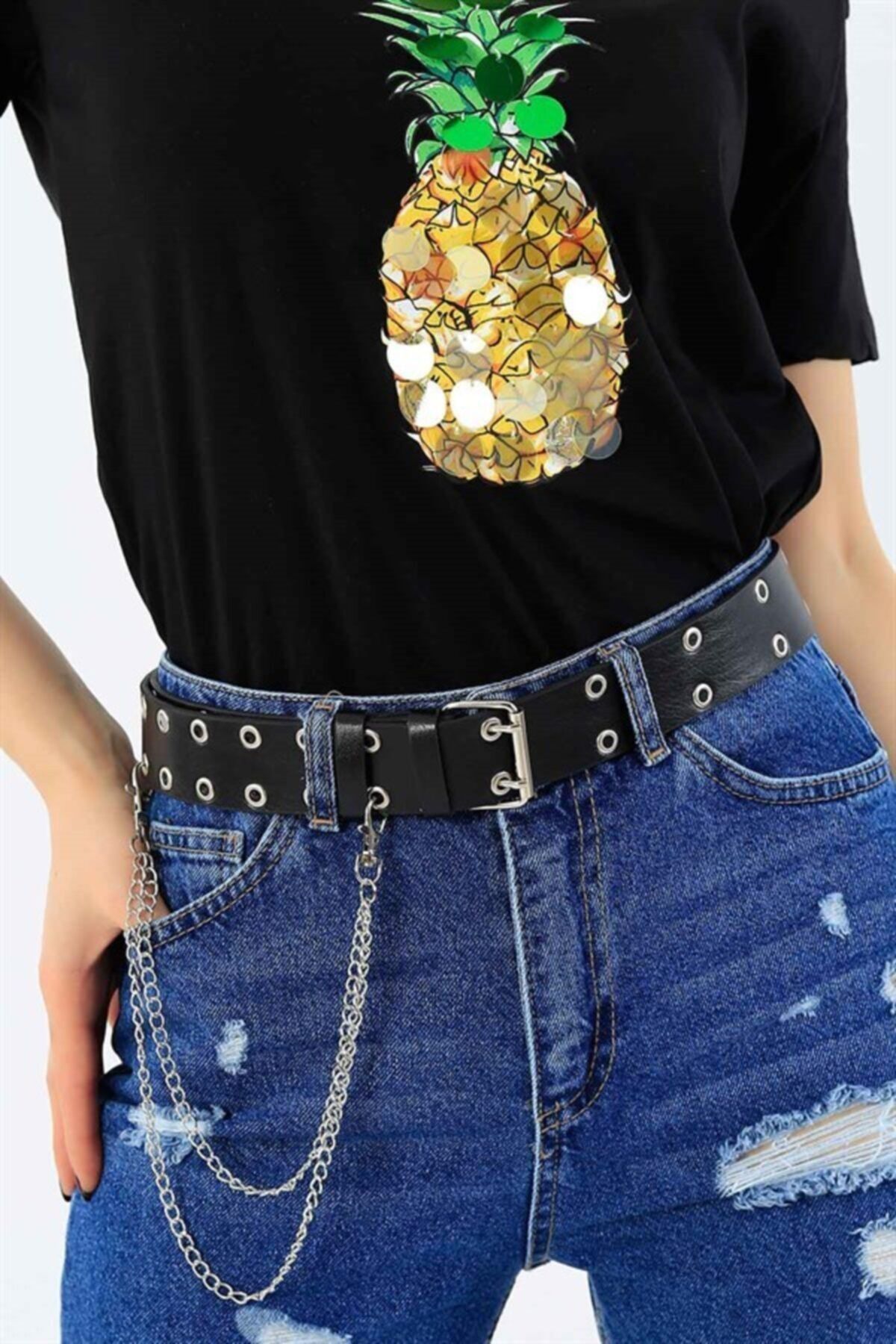 Kemerim Double Row Eyelet Chain Belt Trendyol