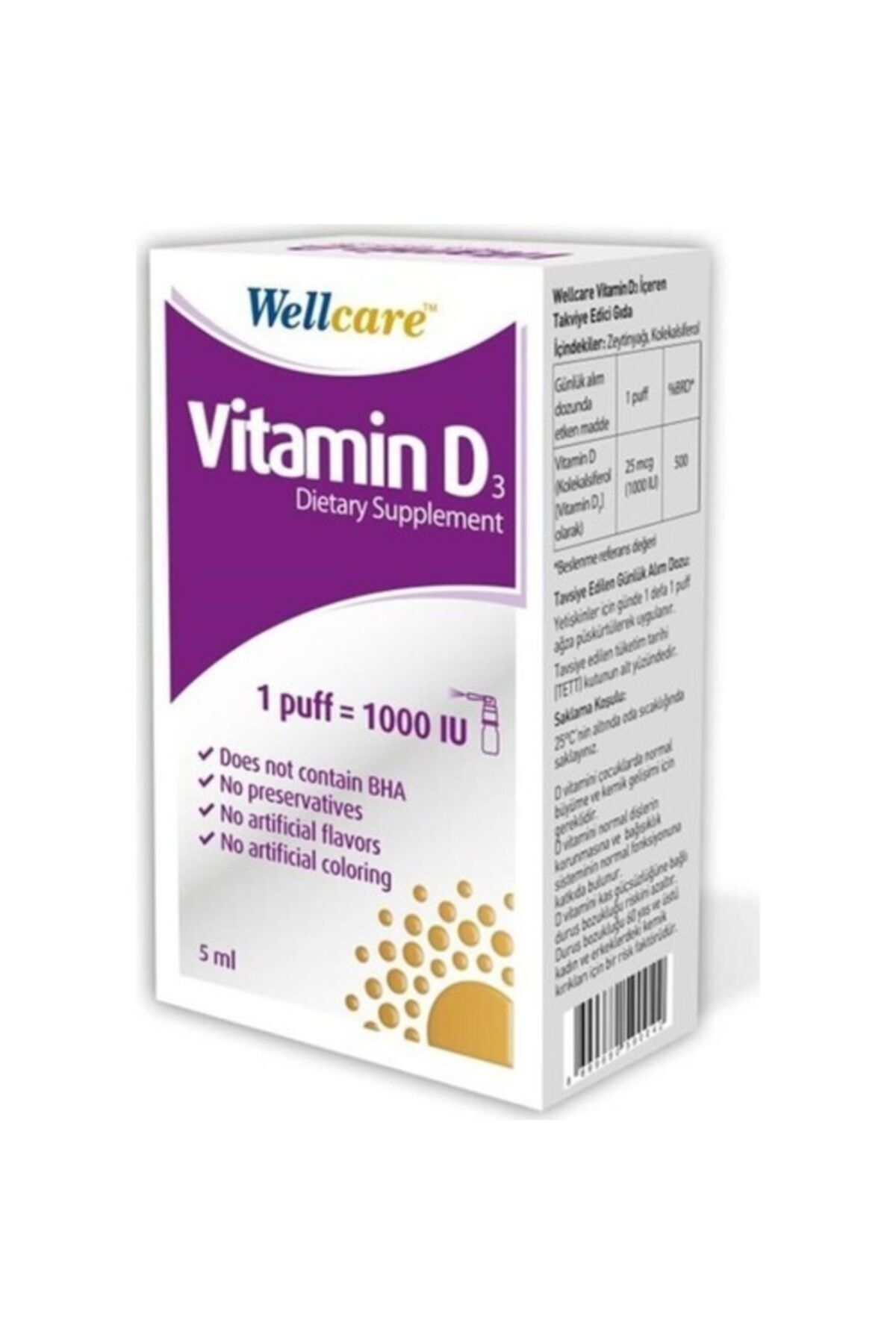 wellcare vitamin d3 1000 iu 5 ml sprey fiyati yorumlari trendyol