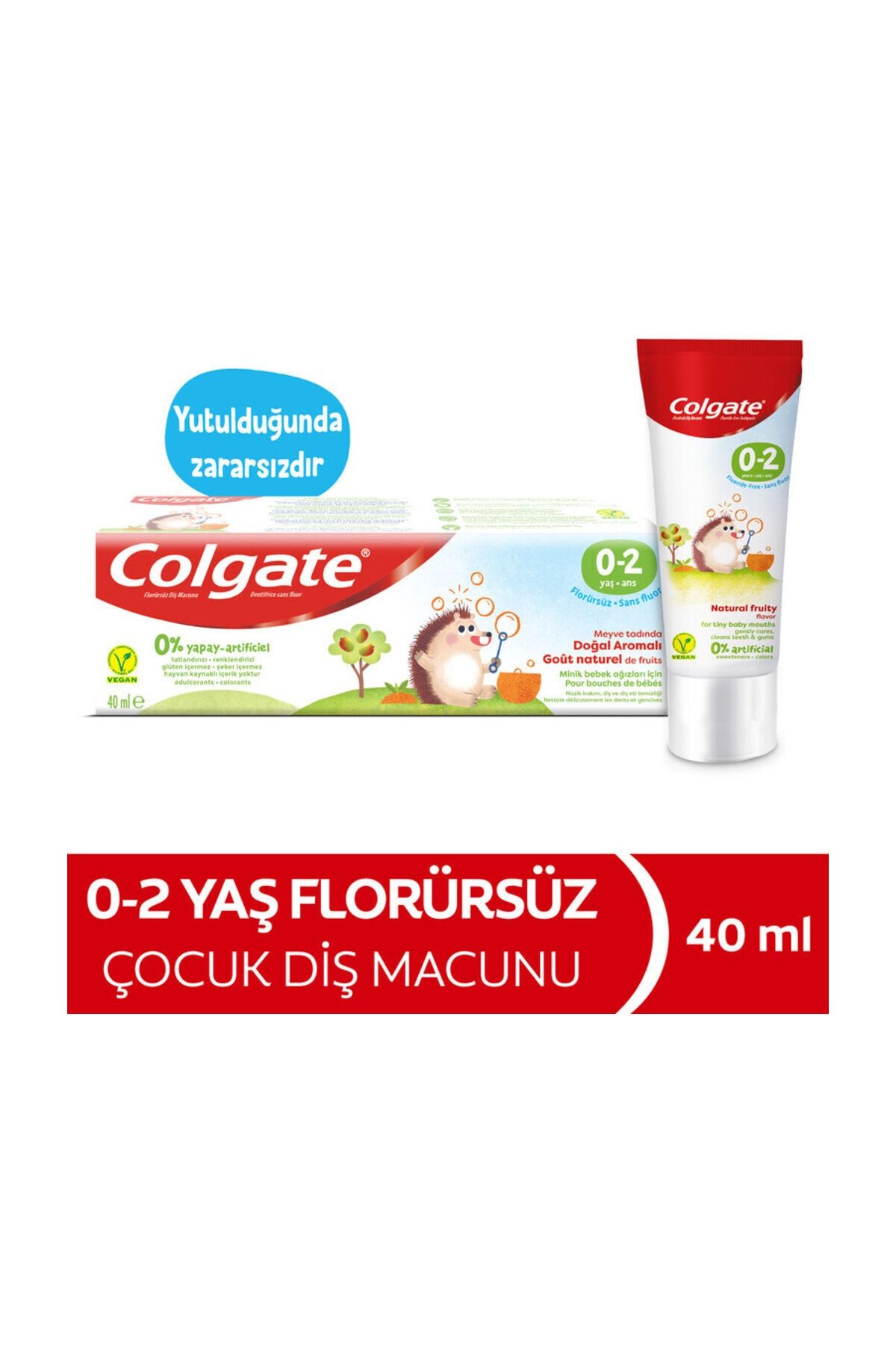 colgate 0 2 yas dogal meyve tadinda florursuz cocuk dis macunu 40 ml fiyati yorumlari trendyol