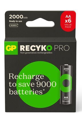 Batteries ReCyko Pro 2000 mAh AA Kalem Ni-Mh Şarjlı Pil, 1.2 Volt, 6'lı Kart Image 0