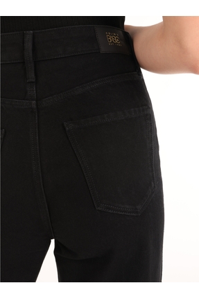 970 Berry Normal Kesim Geniş Paça Yüksek Bel Kadın Siyah Jean Pantolon Cl1060554 Image 5