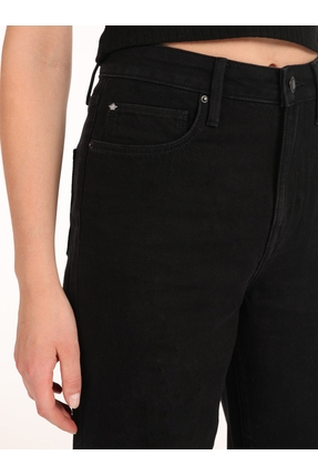970 Berry Normal Kesim Geniş Paça Yüksek Bel Kadın Siyah Jean Pantolon Cl1060554 Image 4