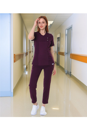 I-modern Çıtçıtlı Likralı Takım (ribanalı) Doktor/hemşire Forması Nöbet Takımı Image 0