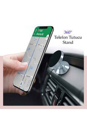 Universal Araç Telefon Tutucu Manyetik Mıknatıslı Yapışkanlı Telefon Standı Gümüş Image 0