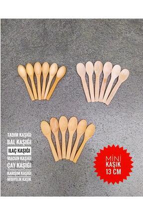 6 Lı Mini Ahşap Tadım Kaşığı Şeker , Bal , Macun Kaşığı Daldız , Baharat Ölçek , Hediyelik 13 Cm Image 0
