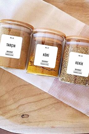 100 Adet Beyaz Modern Tasarım Yıkanabilir Baharat Bakliyat Kavanoz Etiketi Beyaz Sticker - Kare Image 0