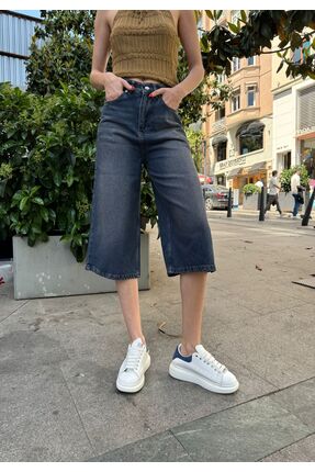 Lacivert Yıkamalı Y2K Baggy Kot Şort Image 0