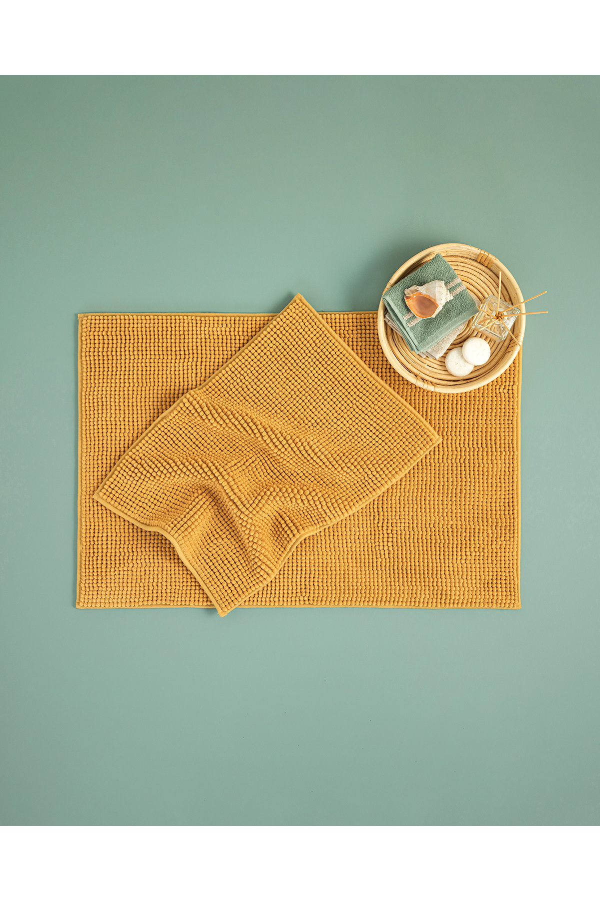 تشک حمام پاستا پیج پلی استر 50x80 سانتی متر زرد