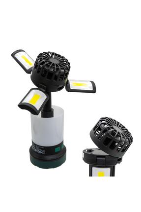 0218 Şarjlı Çok Fonksiyonlu Fanlı Outdoor Kamp Feneri 350 Lümen Image 3