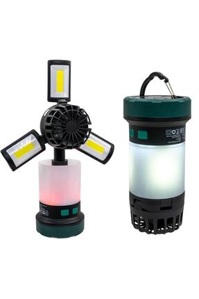 0218 Şarjlı Çok Fonksiyonlu Fanlı Outdoor Kamp Feneri 350 Lümen Image 4