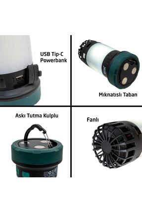 0218 Şarjlı Çok Fonksiyonlu Fanlı Outdoor Kamp Feneri 350 Lümen Image 6
