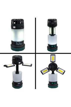 0218 Şarjlı Çok Fonksiyonlu Fanlı Outdoor Kamp Feneri 350 Lümen Image 2