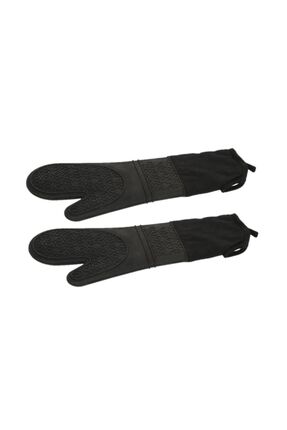Ikili Siyah Silikon Mutfak Eldiveni - Yanmaz Eldiven 41.5 Cm Image 0