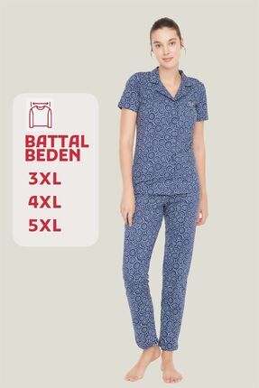 - Kadın Lacivert Battal Pijama Takımı Image 0
