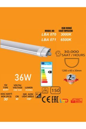 36w Led Etanj Armatür 120cm 2520lm Image 0