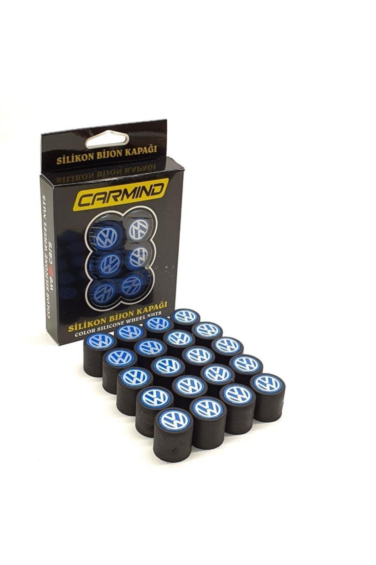 Carmind Volkswagen Siyah Silikon Bijon Kapağı (mavi Logolu) 17 Mm