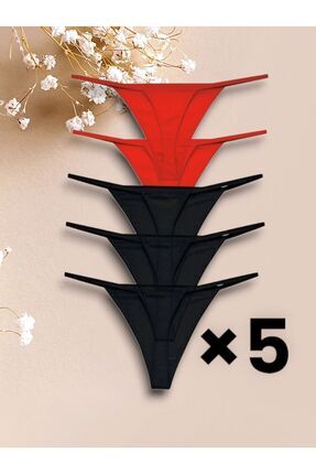 5'li Paket Pamuklu Kadın İp Lastikti Fall Tanga Image 0