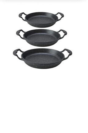 3'lü Set Döküm Siyah Granit Sahan Tava 22cm-20cm-18cm Image 0