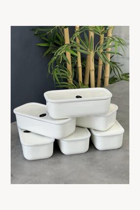 Nora Collection 6 Lı Porselen Dikdörtgen Silikonlu Saklama Kabı Image 0