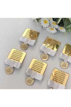 10 Adet Aynalı Ayetel Kursi Magnet, Pleksi Gold Model Süslü Magnet, Mıknatıslı Magnet Image 0