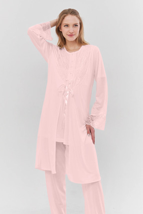 Yeni Sezon Kadın Kısa Kollu Hamile ve Lohusa Pijama Takımı 3'lü Set Image 0