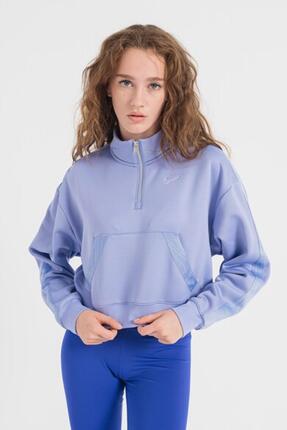 Therma-fit Crop Şardonlu Kadın Mavi Sweatshirt Image 1