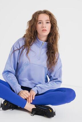 Therma-fit Crop Şardonlu Kadın Mavi Sweatshirt Image 2