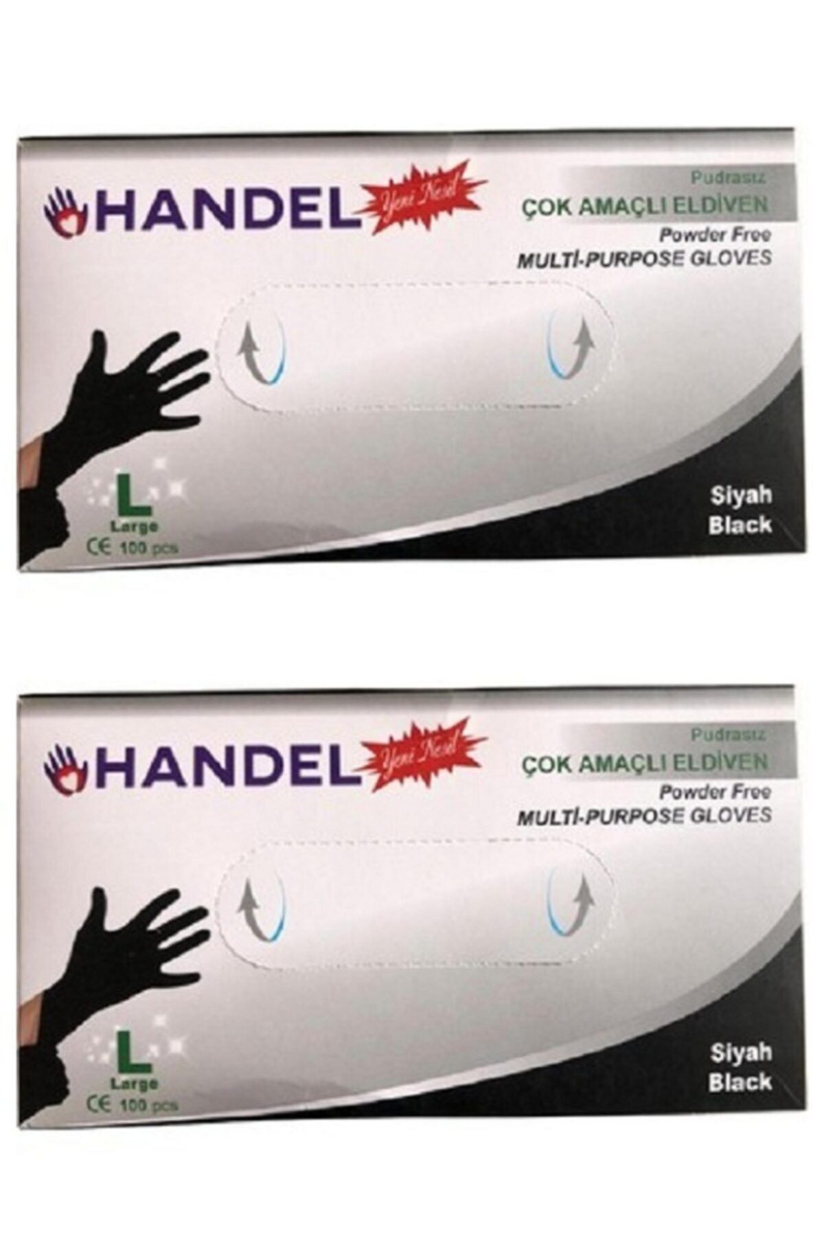 HANDEL 2 Kutu Pudrasız Siyah ''l'' Benden Çok Amaçlı Poşet Eldiven