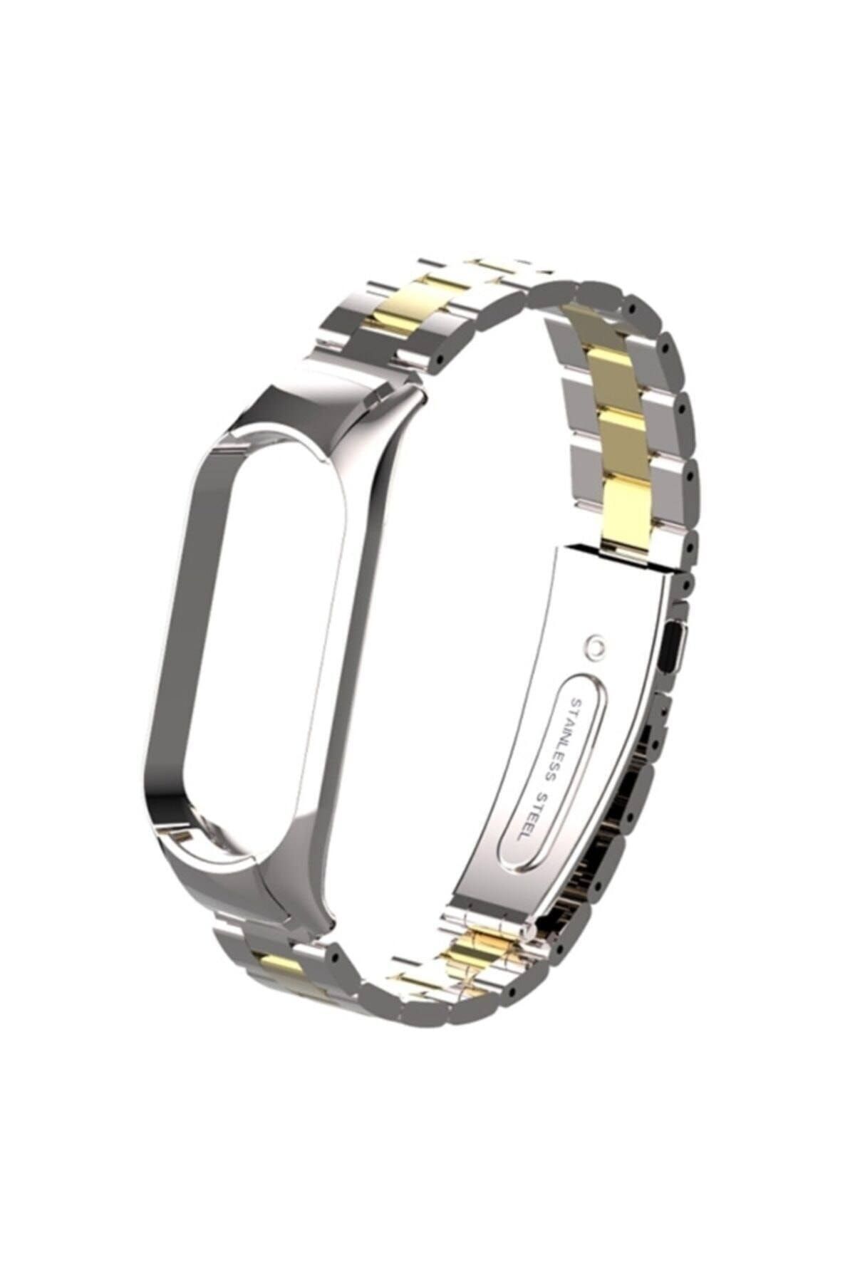 HappyCase Xiaomi Mi Band 4 Kordon Mi Band 4 Kayış Klasik Metal Kordon