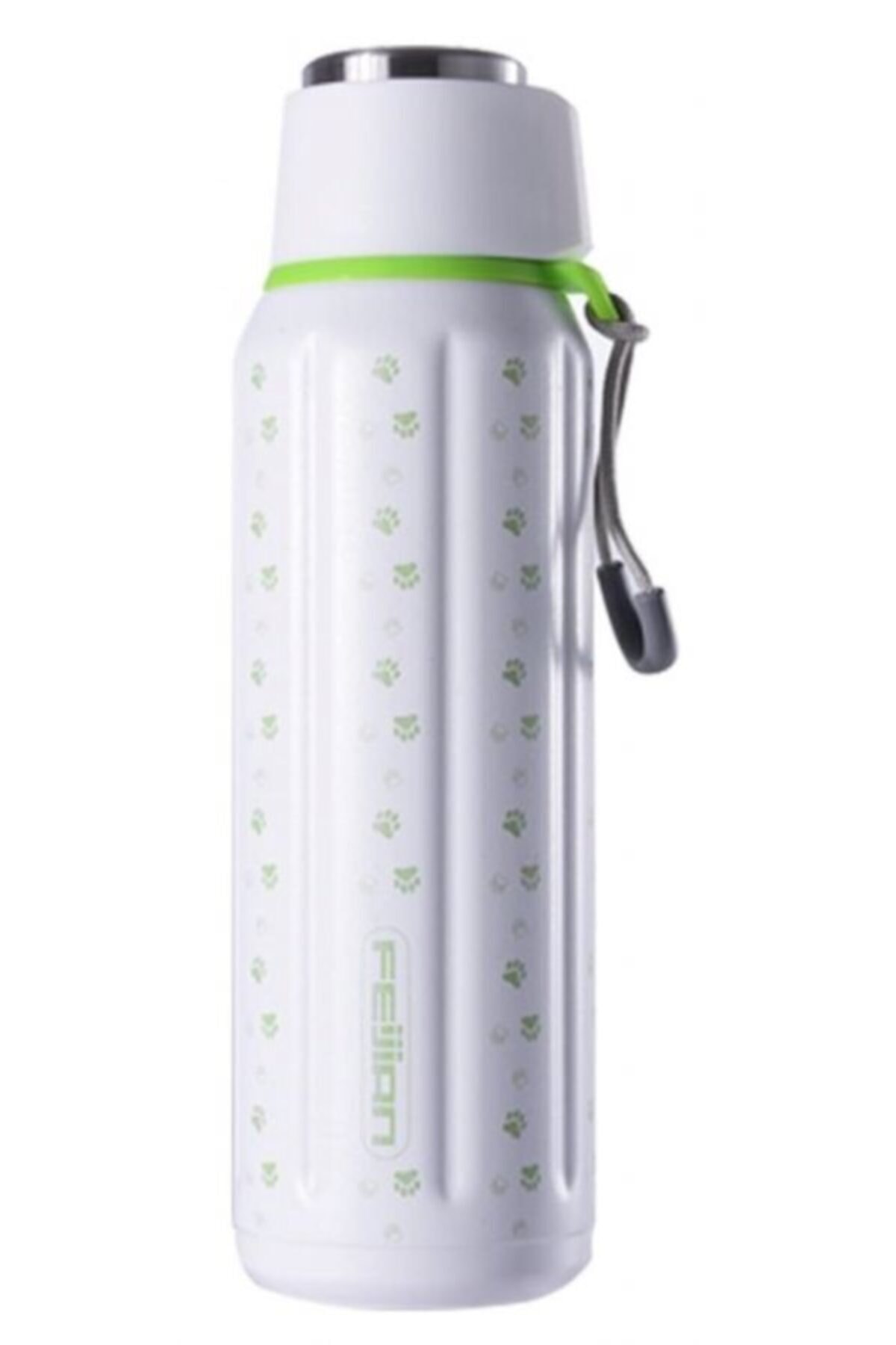 Feijian 600 ml Yeşil Pati Desenli Çelik Matara Termos