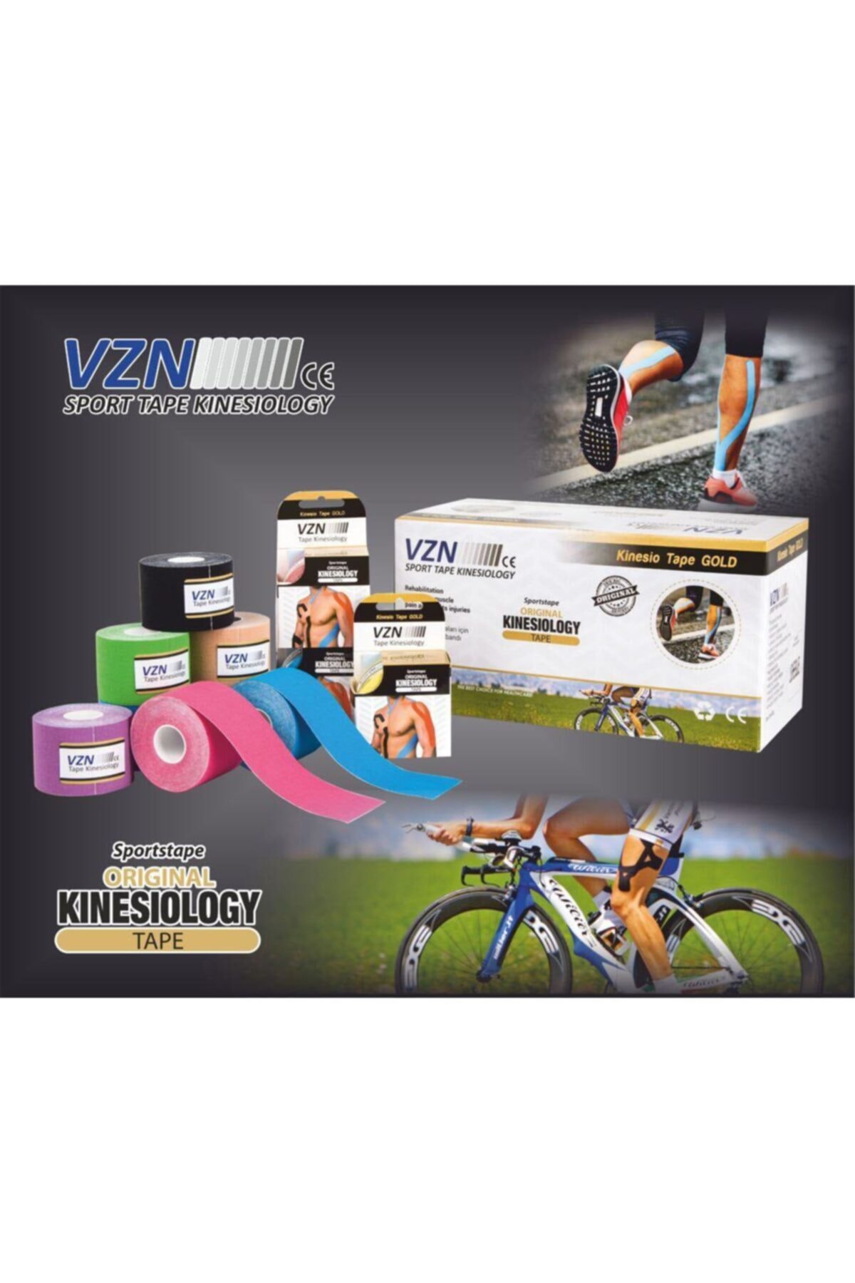 VZN Kinesio Tape Ağrı Bandı 5 Cm X 5 Metre Siyah
