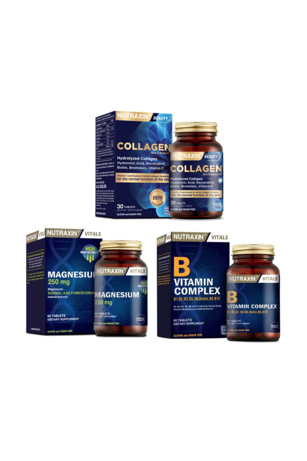 Nutraxin Kolajen Takviyesi 1050mg 30 Tablet+Magnezyum Takviyesi 250mg 60 Tablet+b Vitamini 60 Tablet