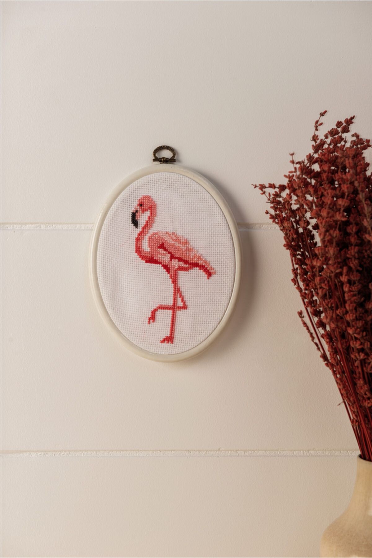 Favore Casa Etamin Goblen Set Oval Küçük Flamingo 19x14,50 cm