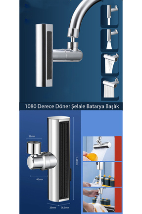 Krom Tasarruflu 4 Modlu Şelale Ayarlanabilir Musluk Başlığı Mutfak Eviye Bataryası Lavabo Bataryası Image 0