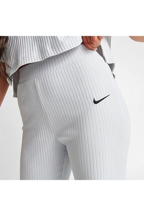 Sportswear High-Waisted Wide Leg Ribbed Kadın Eşofman Altı DV7868 - 025 Image 3