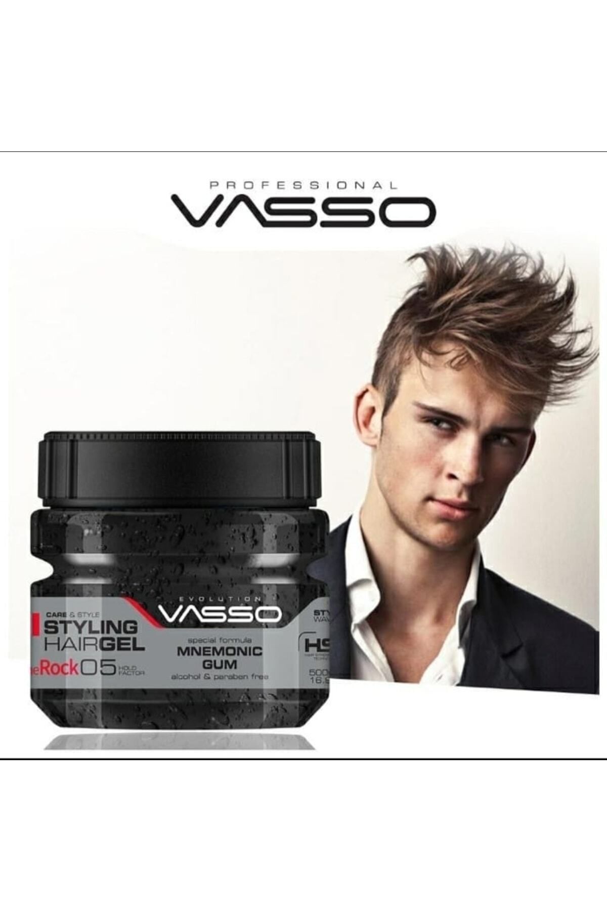 Extra Strong Hold Memory Hair Gel - Vasso The Rock Ultra Hold Styling Gum Gel 500 ml