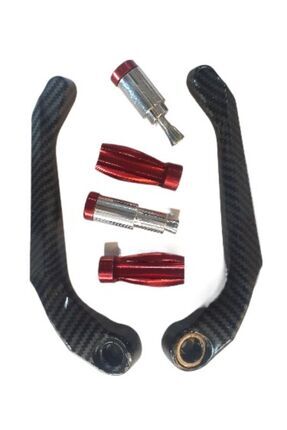 Motosiklet El Koruma Manet Set Alüminyum Carbon Detay Kırmızı Image 3