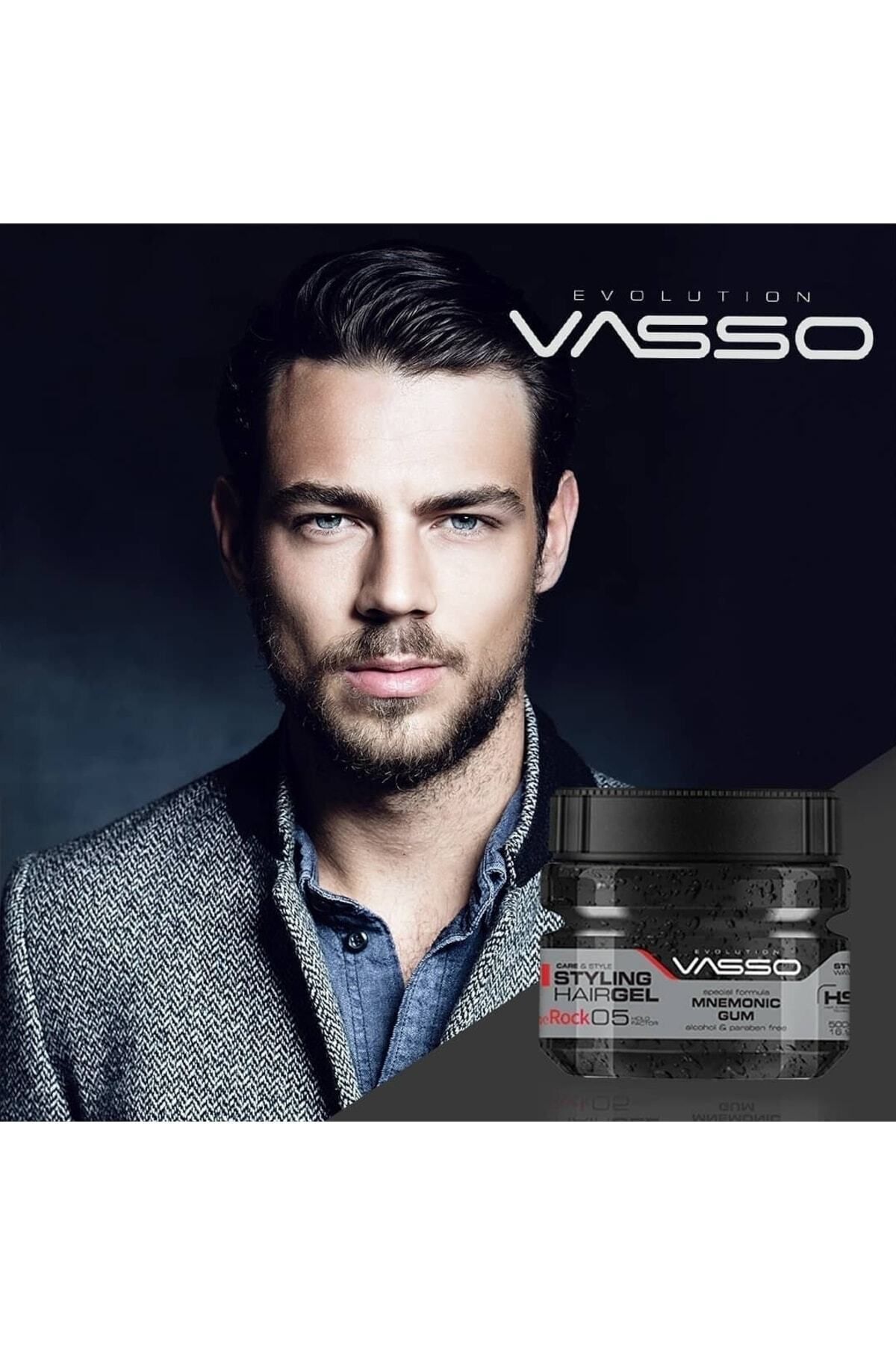 Extra Strong Hold Memory Hair Gel - Vasso The Rock Ultra Hold Styling Gum Gel 500 ml