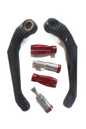 Motosiklet El Koruma Manet Set Alüminyum Carbon Detay Kırmızı Image 4