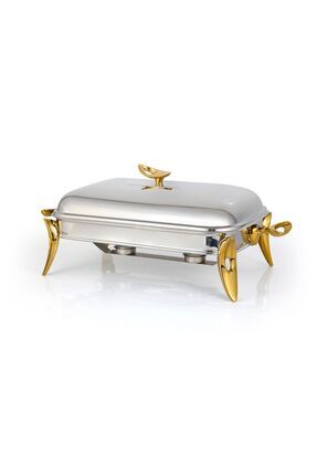 Silver Gold Mum Isıtıcılı Dikdörtgen Servis Seti 3 Lt Image 0