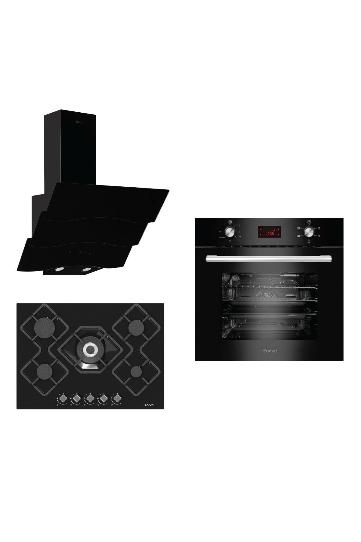 Royal Mutfak Ferre Black Gold Plus 3lü Ankastre Set