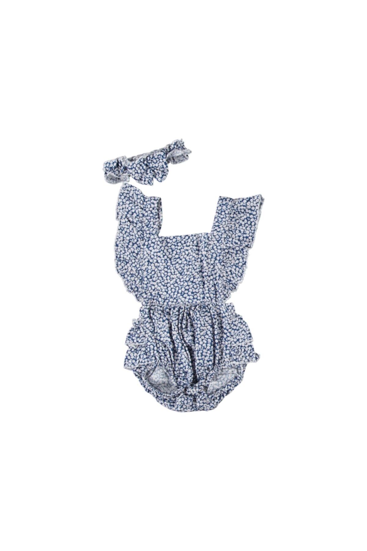 ayseK underwear Çiçek Baskılı Çıtçıtlı Kız Bebek Salopet