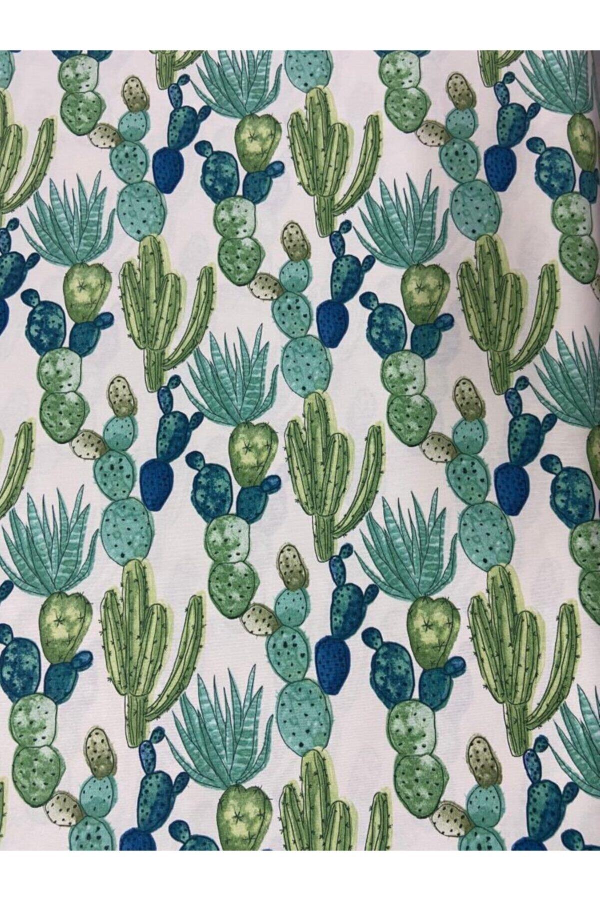 LARİS Duck Kaktüs Desen Keten Kumaş