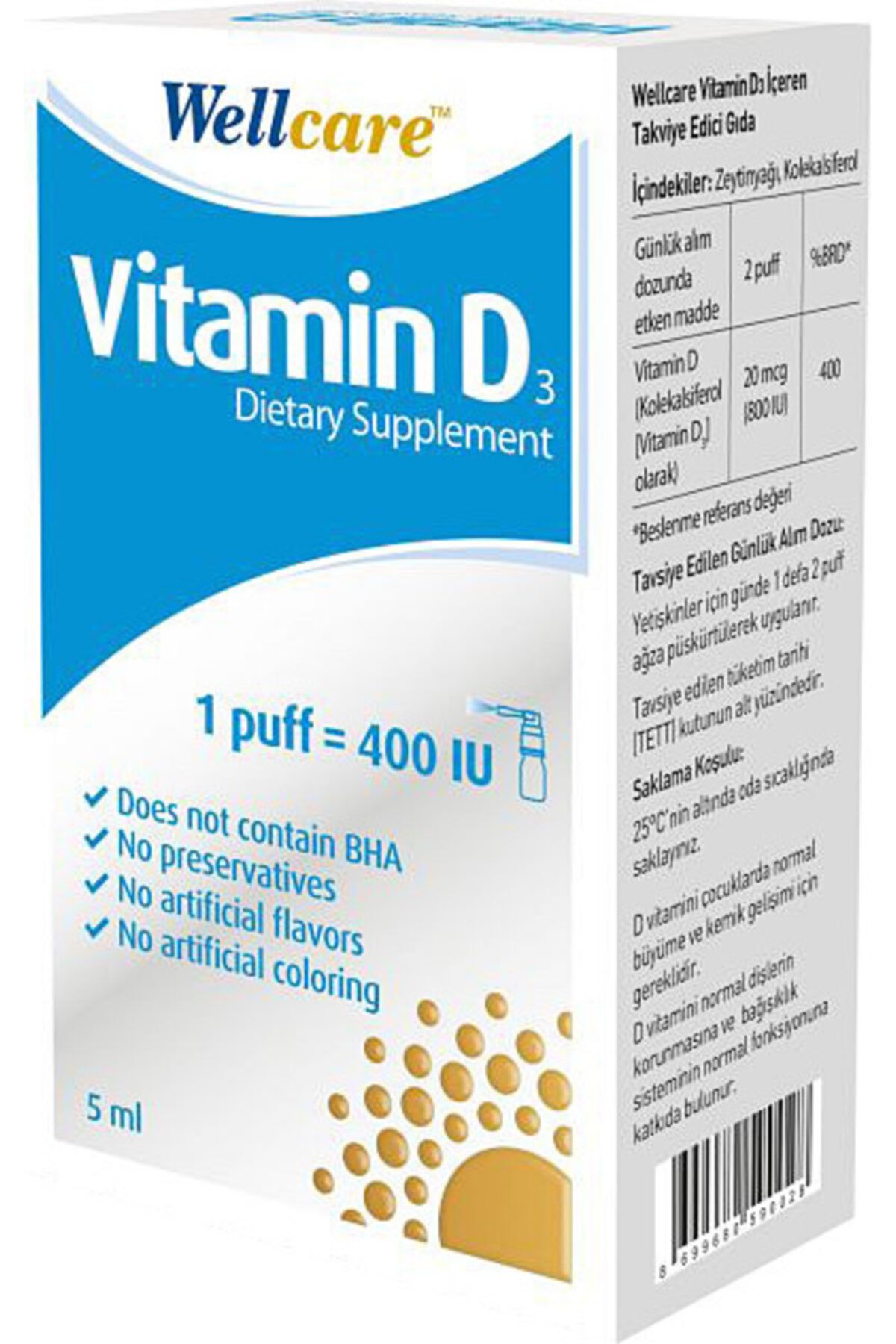 wellcare vitamin d3 sprey 400 iu 5 ml fiyati yorumlari trendyol
