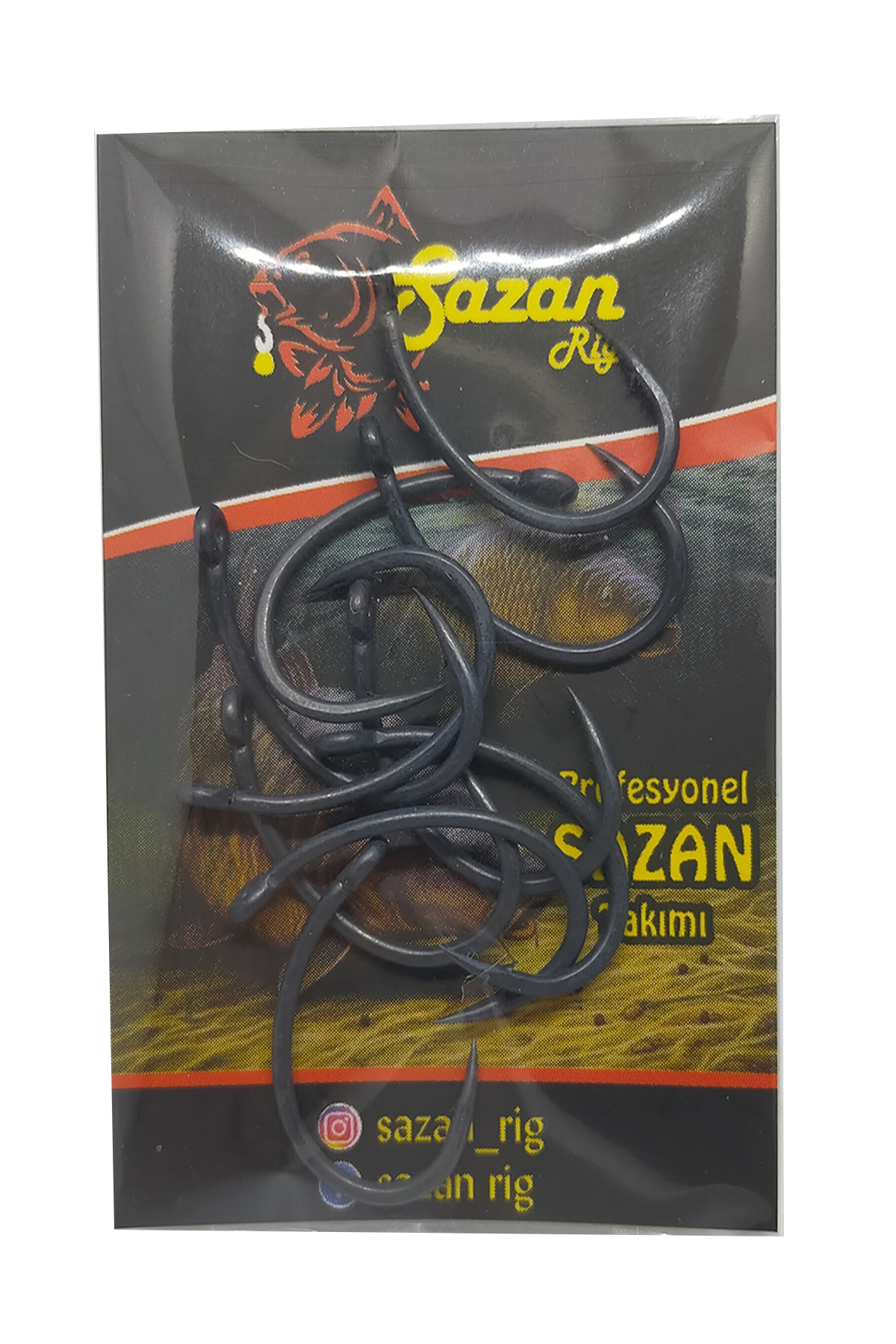 SAZAN RİG Krank Model Teflon Mat Siyah Delikli Olta Iğnesı 4 No (10 Adet)