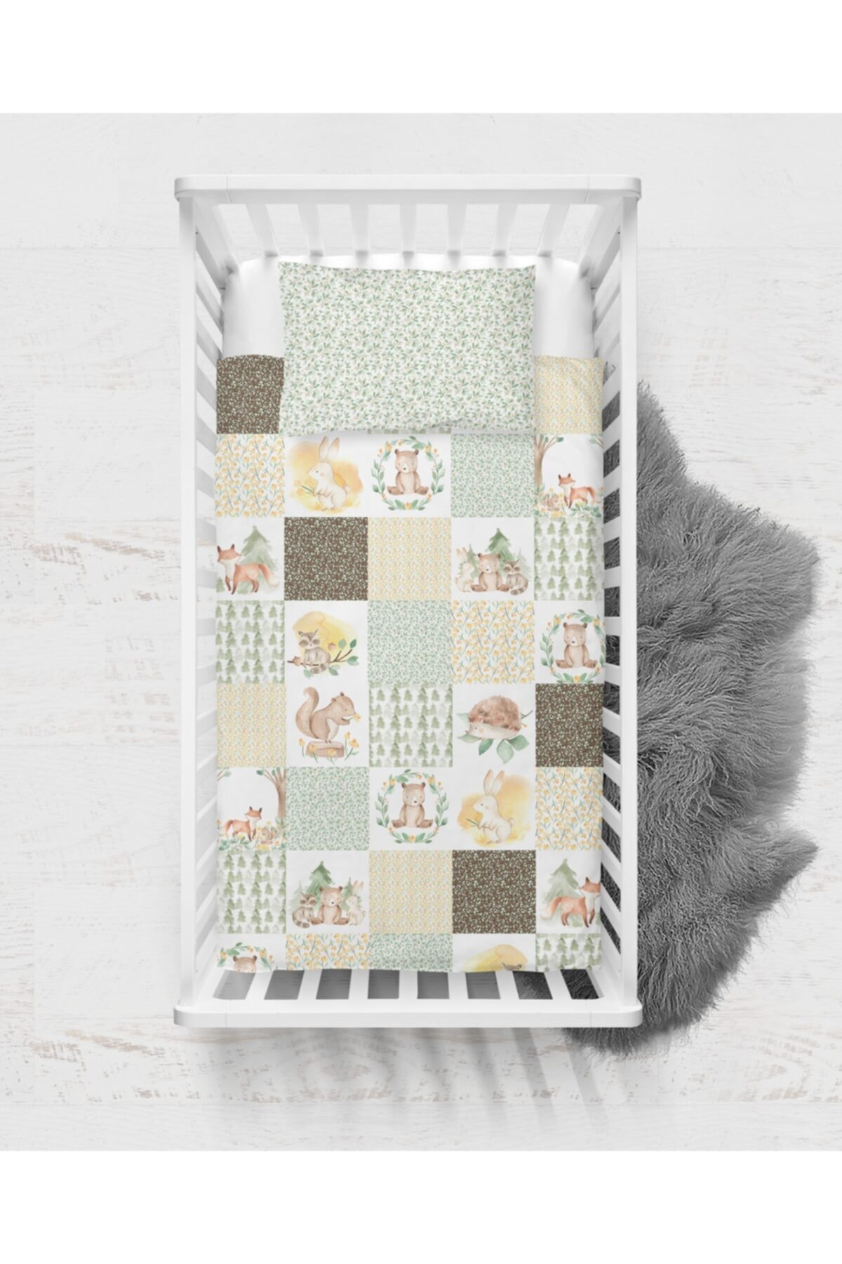 BLZ Patchwork Woodland Animals Tek Kişilik Nevresim Takımı