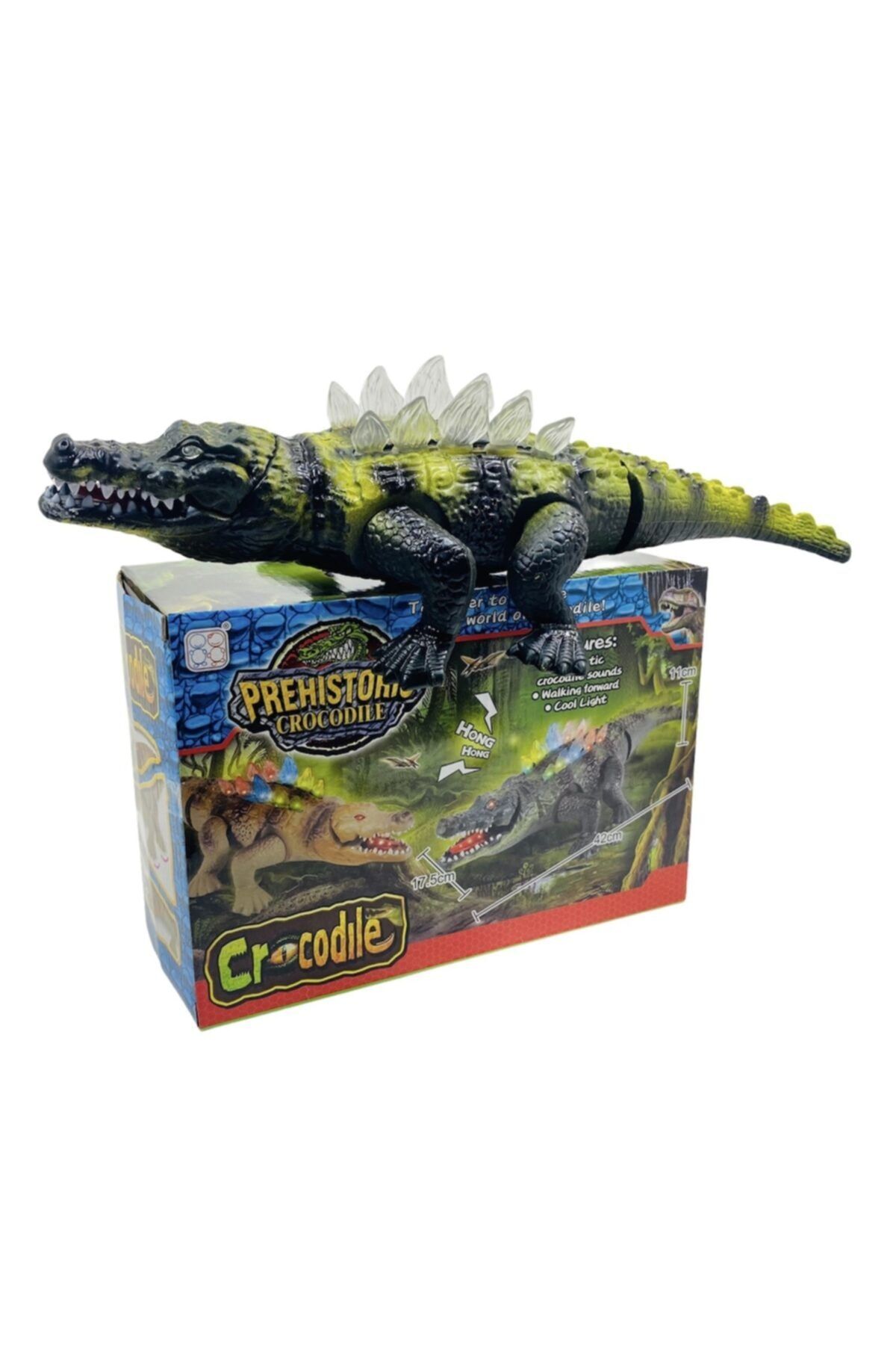 toysandmore Timsah Sürüngen Oyuncak Yürüyen Işıklı Sesli 43 Cm Uzunluk