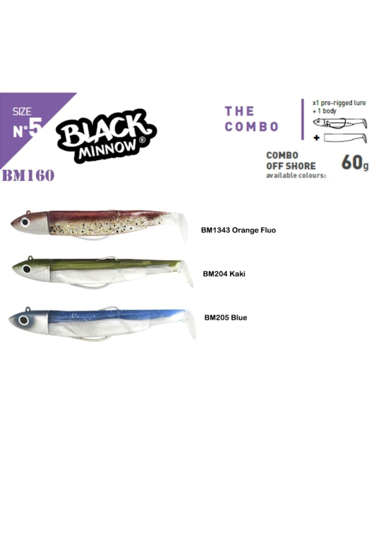 FIIISH Black Minnow Bm160/5 2x+1 Combo Off Shore Silikon Yem Bm1342 Wine Glitter