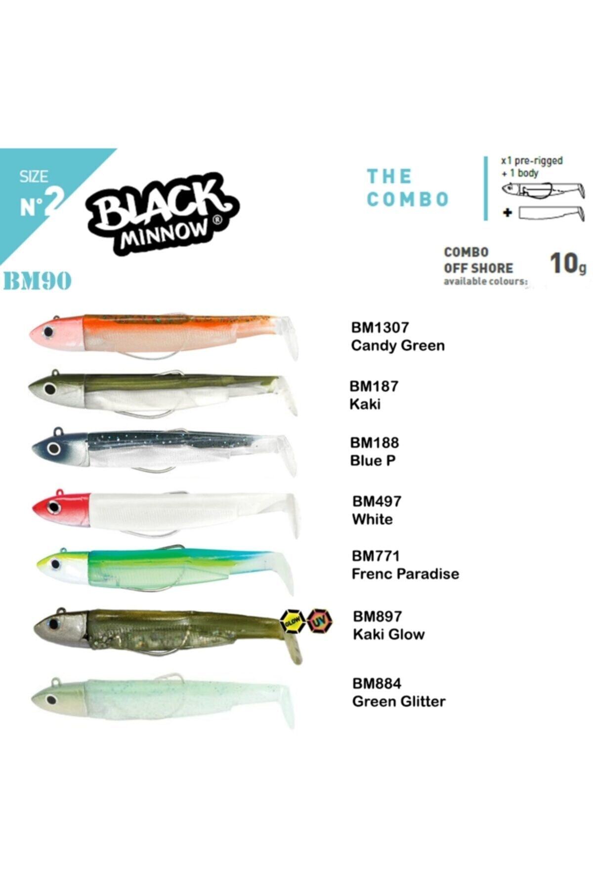 FIIISH Black Minnow Bm90/2 2x+1 Combo Off Shore Silikon Yem Bm1307 Candy Green